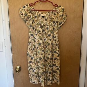 Floral puff sleeve boho dress